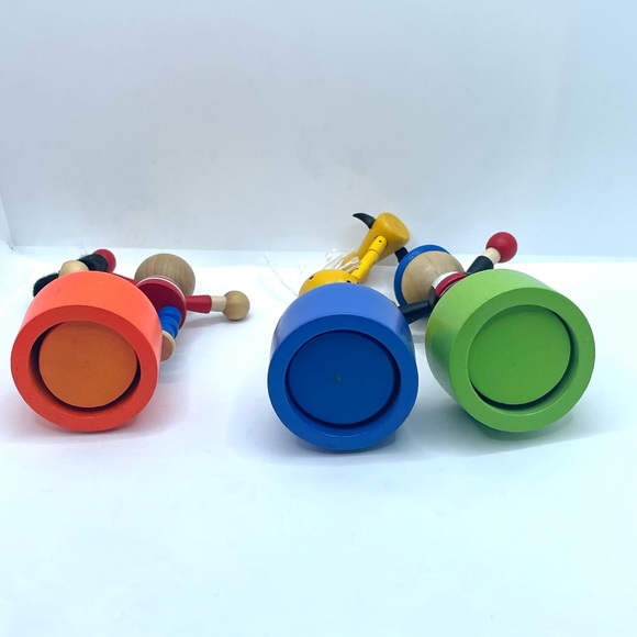 Set of 3 Vintage Wooden Dance Push Thumb Finger Puppet - Picture 6 of 6